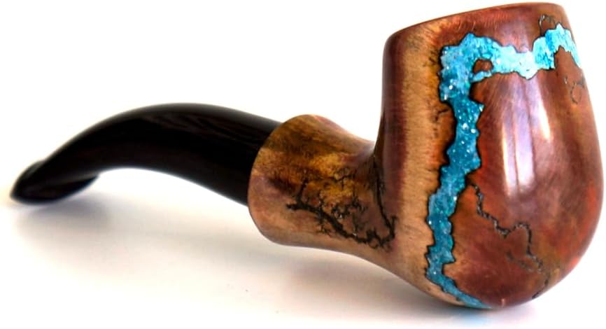 Wooden Tobacco Pipe with Turquoise Inlay, Mini pipe for tobacco