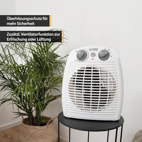 TZS First Austria Heizlüfter Ӏ 2 Heizstufen Ӏ eingebauter Kaltluftventilator Ӏ Thermostat Ӏ Überhitzungsschutz Ӏ Tragegriff Ӏ Weiß/ Grau-3