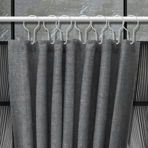 24 Stück Gardinenringe, Gardinenringe Mit Haken, Duschvorhang Haken, Duschvorhang Ringe, Ringe für Duschvorhang, für Badezimmer, Wohnzimmer, Schlafzimmer, Küche (Silber)