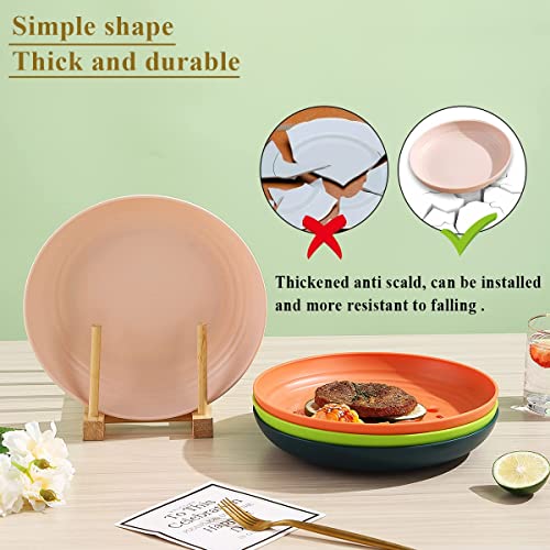 Image of Premium Wheat Straw Plates Set of 4 | Unbreakable Lightweight Dinner Plates | BPA Free Reusable Dishware | Microwave & Dishwasher Safe | Multicolor Serving Plates for Kids & Adults - 23cm