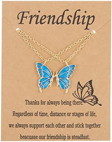 LYTOPTOP Friendship Gifts for Women, 2 Pcs Butterly Friendship Necklaces for 2 Girls, Long Distance Best Friend BFF Gifts Birthday Jewelry for Her