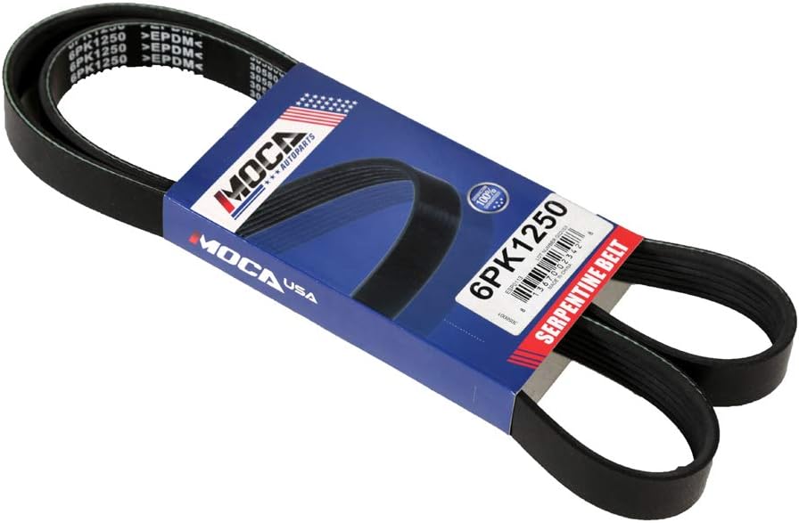 MOCA 6PK1250 EPDM Serpentine Belt for 09-15 Toyota Highlander & 11-12 Toyota Sienna & 09-15 Toyota Venza 2.7l