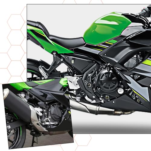Image of FOVPLUE Front Driver Footrests Kit,Rider Foot pegs+gear shift lever /brake pedal+footpeg brackets+gear shift rod+protection fins for Kawasaki Ninja 400 2018-2024,Z400 2019-2024,NINJA 500 /Z500 2024-2025