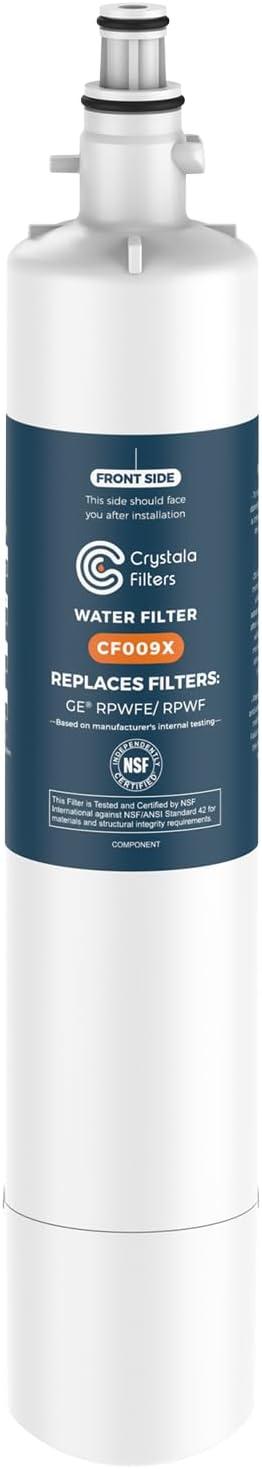 Crystala Filters Replacement for GE® RPWFE, RPWF (with CHIP) Refrigerator Water Filter, Compatible with WSG-4, WF277, GFE28GMKES, PFE28KBLTS, GYE22HMKES, DFE28JSKSS, GFE28GYNFS, GFD28GYNFS, 1 Pack