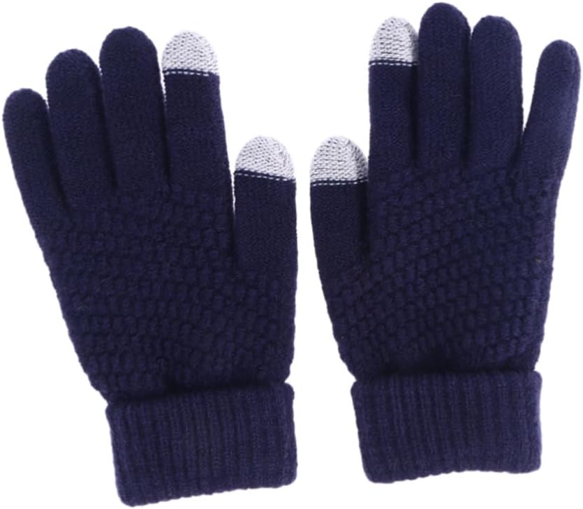 Winter Warm Touchscreen Gloves for Women and Men Stretch Knit Full Finger Mittens with Wool Blend Windproof Outdoor Sports Gloves for Cycling Hiking Skiing and Climbing Blue