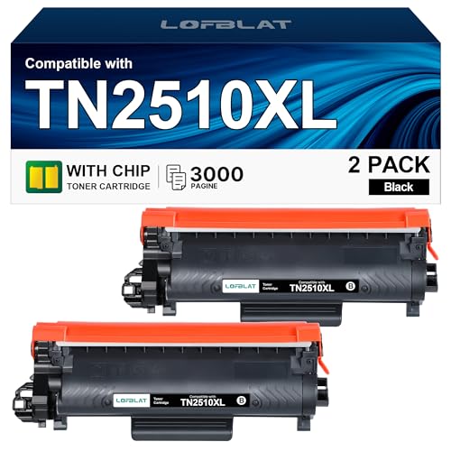 Toner LOFBLAT TN2510XL TN-2510XL compatible Brother DCP-L2627DWE et MFC-L2800DW (2 Noir)