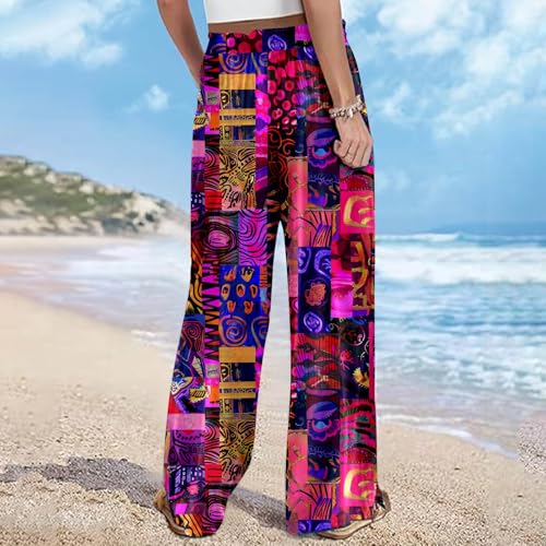 Akklian Wide Leg Pants Woman ​​​Tie-Dye Flowy Palazzo Pants 2024 High Waisted Casual Multicolor Lounge Trousers with Pocket3