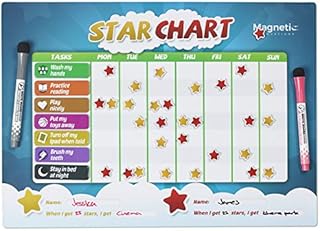 Magnetic Innovations Star Chart for Children, Encourage Learning, Reward Good Behaviour, Large A3 Magnetic Dry Wipe Surface, Perfect to use with Kids, Toddlers, Boys & Girls,