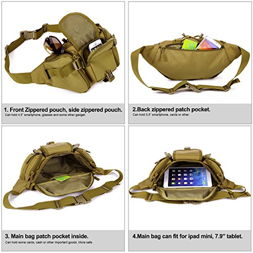 image for Huntvp Tactical Waist Pack Bag Military Fanny Packs WR Hip Belt Bag Po