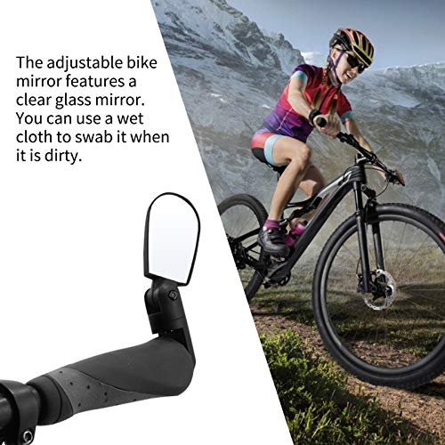2 stuks Bike achteruitkijkspiegel stuur end gemonteerde, verstelbare Rear View Glass Mirror fietsaccessoires, Black - Image 8