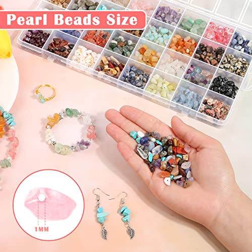 32 Colors Crystal Stone Beads For Ring Making, Crystal Chips Gemstone Beads Kit Assorted For Jewelry Bracelets, 5Mm To 8Mm Irregular Crystal Rocks Beads Necklace Earring Craft Diy Supplies #TOP2