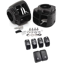 Handlebar Switch Kit Switch Housing W/Button Cover Cap Fits for 2011-2020 Harley Sportster Dyna Softail (Black)