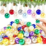 120 PCS Mini Christmas Balls Ornaments,0.6'/16mm Miniature Glitter Balls,Hanging Ornament Pendants for Xmas Tree,DIY Craft,Outdoor Indoor Decor(10 Colors)