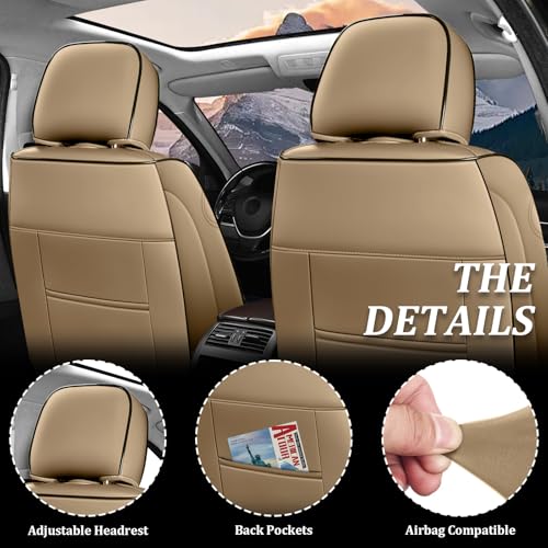 Image of Car Seat Covers Full Set for Subaru 2000-2026, Waterproof Nappa Leather Car Seat Cover, Full Coverage Car Seat Covers Sets(5 Seats /Brown Coffee)