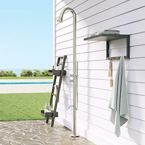 Signature Hardware 478730 Kirwin Outdoor Retrofit Shower with Shower Head, Hand Shower, and Hose - Stainless Steel