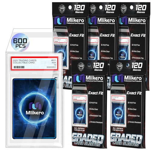 600 Pack Graded Card Sleeves, Precise Fit Slab Sleeves, Acid-Free Resealable Slab Protector Compatible with PSA Graded Slabs
