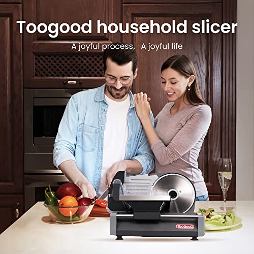 Toogood Household Meat Slicer For Home, 1/4 Hp, 180W Electric Food Slicer With 7.5" Stainless Steel Blade And Removable Food Carriage, Quick Release, 0Mm-15Mm Adjustable #TOP6