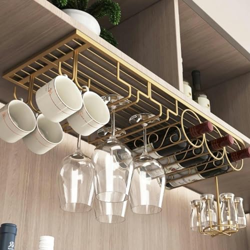 Weinglasregal an der Decke, Weinglasregal zum Aufhängen, Weinregalschrank zum Aufhängen, kupferfarbenes, wandmontiertes Weinglasregal, Flaschenhalter aus Metall, Weinaufbewahrungsregal für die H