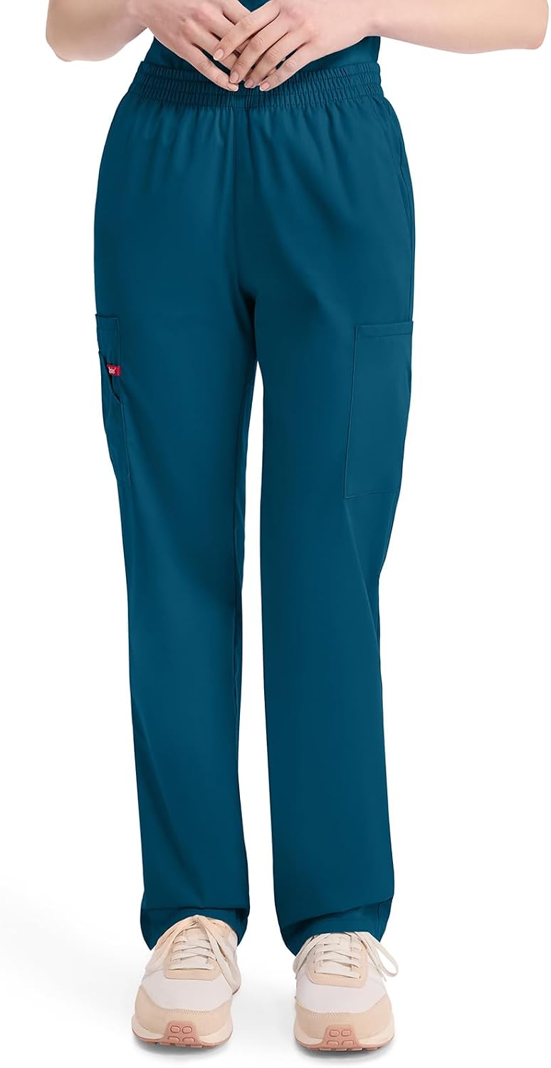 Dickies EDS Signature Scrubs for Women, Elastic Waist Pull-On Cargo Pants for Women in Soft Brushed Poplin - 86106