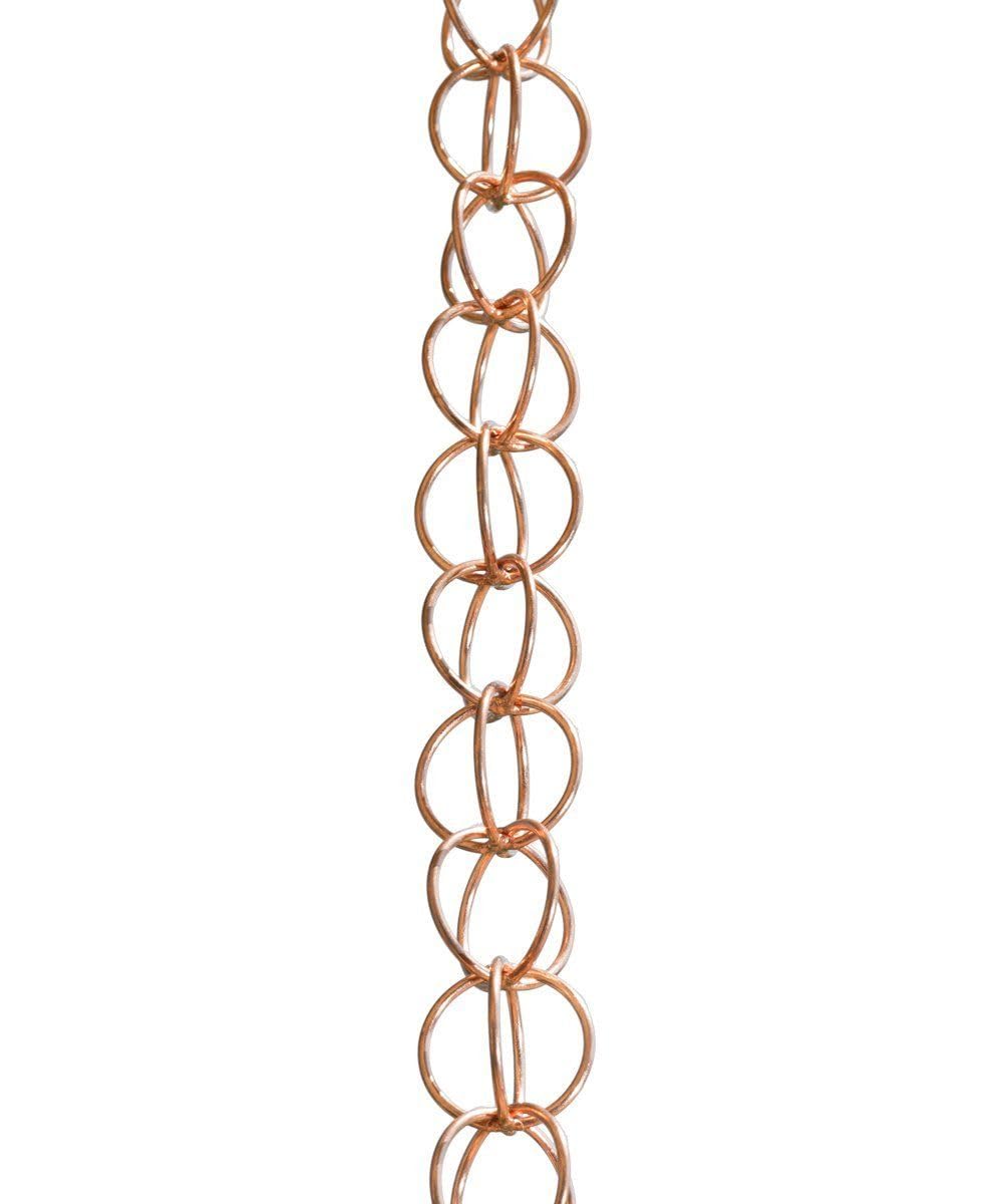 Monarch Rain Chains Pure Copper Ring Rain Chains for Gutters – 8.5 ft Decorative Rainchain Outdoor Durable Heavy Duty Gutter Chain Downspout Replacement, Modern Rainchains for Outside