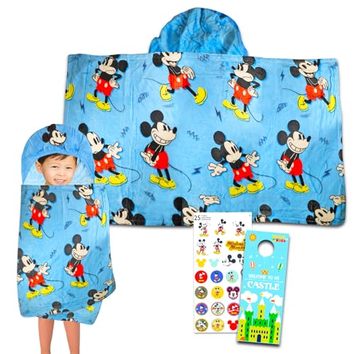 Disney Mickey Mouse Kids Blanket with Hood – Wearable Plush Blanket for Travel Sleepover Airplane Car Road Trip 50×30 Inch | Mickey Hooded Blanket