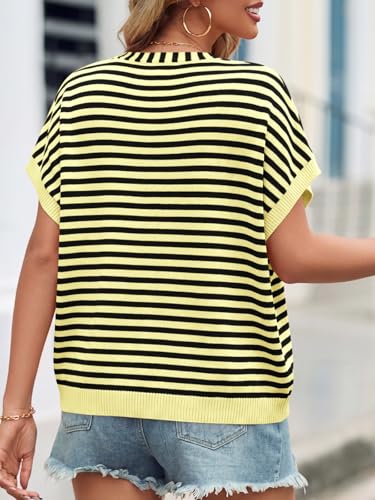 Image of Saodimallsu Womens Summer Oversized Cardigans Batwing Short Sleeve Lightweight Button V Neck Casual Knit Sweater Tops