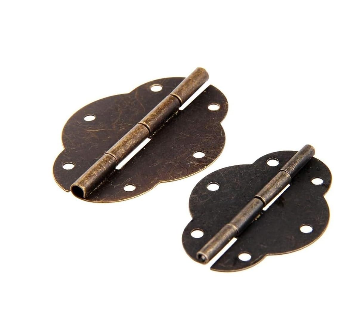 2Pcs Antique Bronze Cabinet Hinges with Screws - Durable Iron Door Butt Hinges