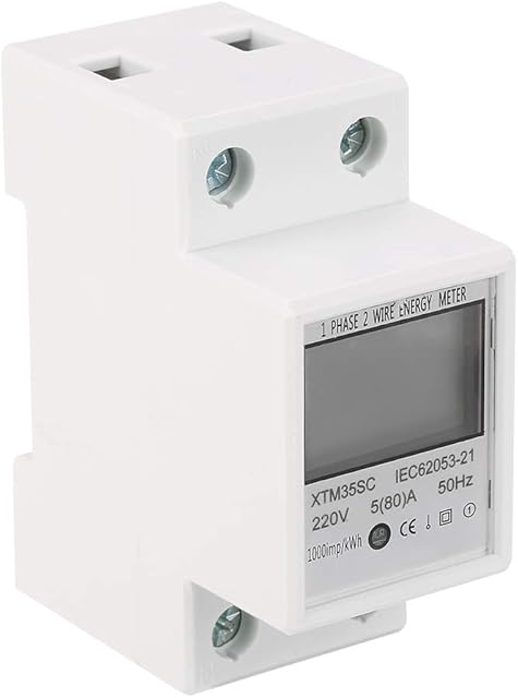 Digital Electricity Meter Single Phase 220V AC 5-80A Digital 2 Wire 2P DIN-Rail Energy Meter Electric Meter Electronic Meter