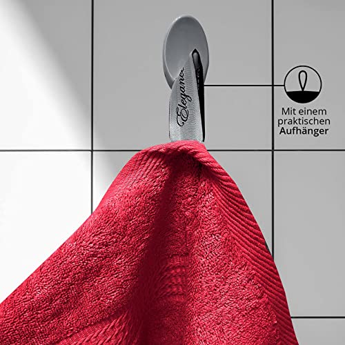 Foto von 4er Pack Frottee Handtücher Set Handtuch 50x100 cm 500 g/m² mit Bordüre Rot