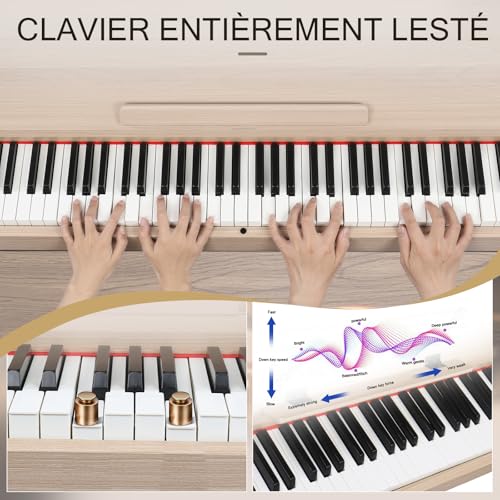 LEADZM Piano Numérique 88 Touches avec Support en Métal, Clavier Piano Entièrement Lesté, Piano Electrique avec 3 Pédales, 2 Systèmes Bluetooth, Adapté aux Débutants, Couleur Bois Naturel - Les Beatles, Paul McCartney, John Lennon, RIngo Starr, George Harrison LEADZM Piano Numérique 88 Touches avec Support en Métal, Clavier Piano Entièrement Lesté, Piano Electrique avec 3 Pédales, 2 Systèmes Bluetooth, Adapté aux Débutants, Couleur Bois Naturel – Image 3