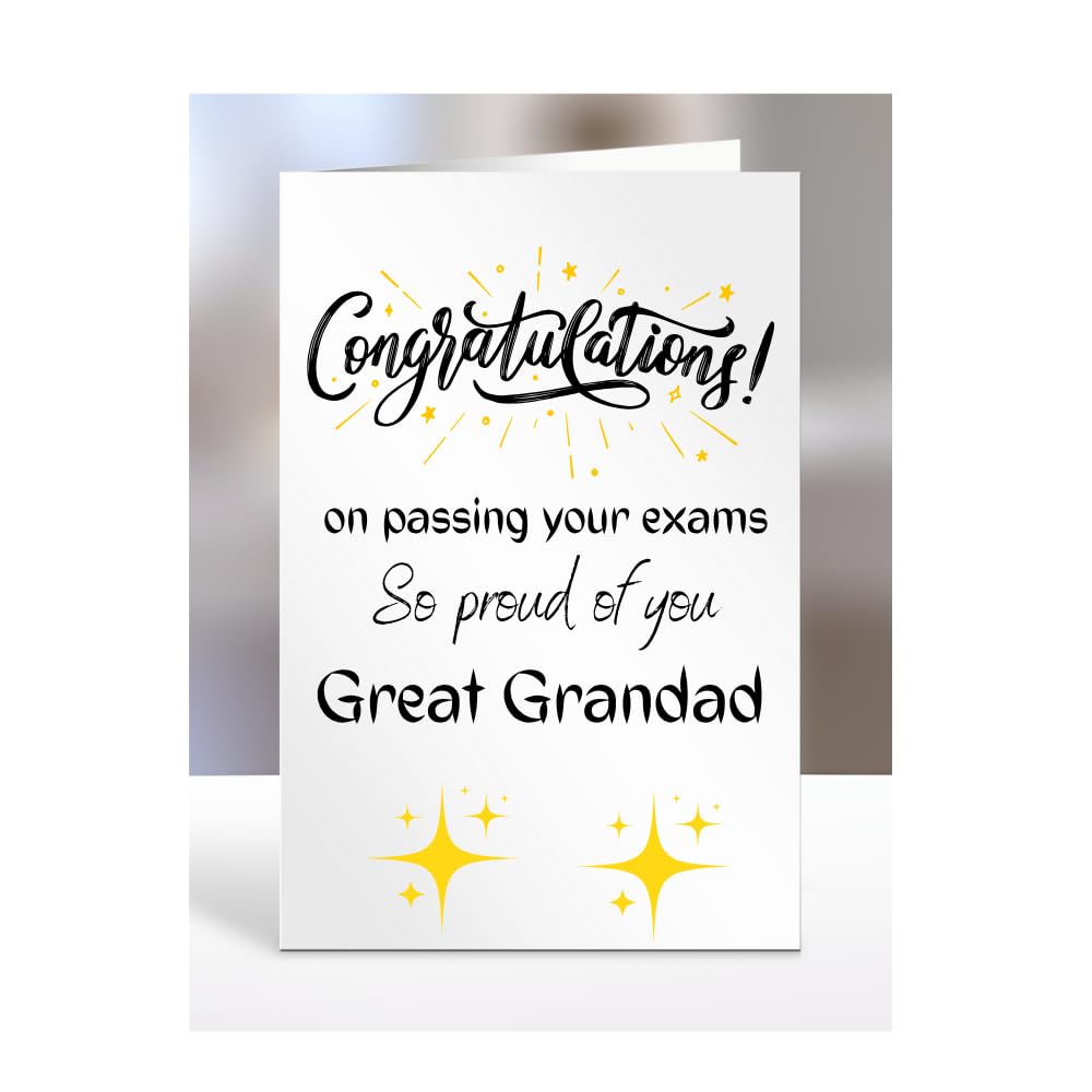 Exam Congratulations Card for Great Grandad, greetings card, men, women, female, male, him, her, presents for christmas, on passing your exams, A5-96_108 — image 1