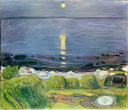 Peinture d'art d'affiche Nuit d'été sur le rivage Munch déco murale 60x90cm