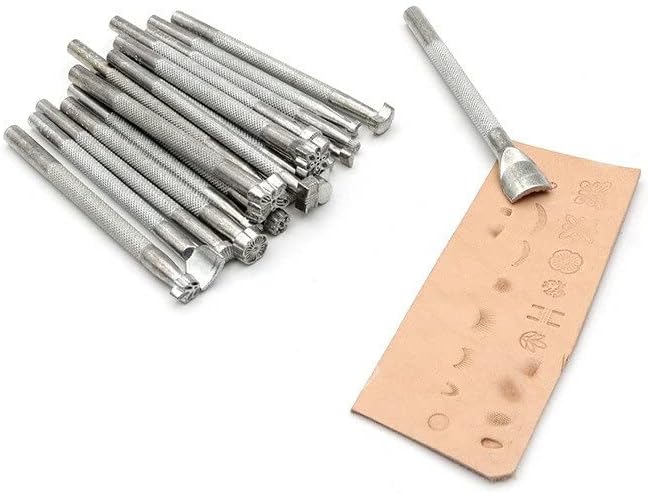 20pcs Dit Making Leather Carving Art Tools Knock Flower Punching Tools Printing Alloy Seal Floral Design Set For Leather Craft - Staming - - (Color: 20 piece set)