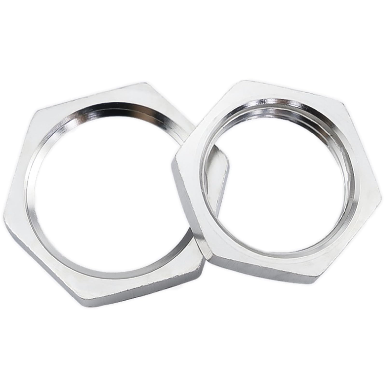 ZHAOMEI 304 Stainless Steel Internal Thread Hexagonal Lock Thin Nut silver G1-1/4 (2Pcs)