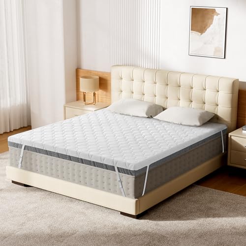 Extra Firm Mattress Topper Queen, 3 Inch Firm - Extra Firm 2-Sides Flippable Mattress Pad for Back Pain Relief, High-Density Bed Topper with Washable Cover, CertiPUR-US Certified, 80