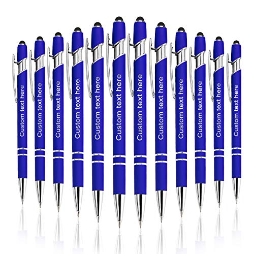 Bolígrafos Personalizables,Bolígrafos Personalizados con nombre, Metal Suave Al Tacto, Introduzca El Logotipo o El Mensaje,Pluma multicolor de doble uso, regalo personalizado Tinta Negra -12 Piezas