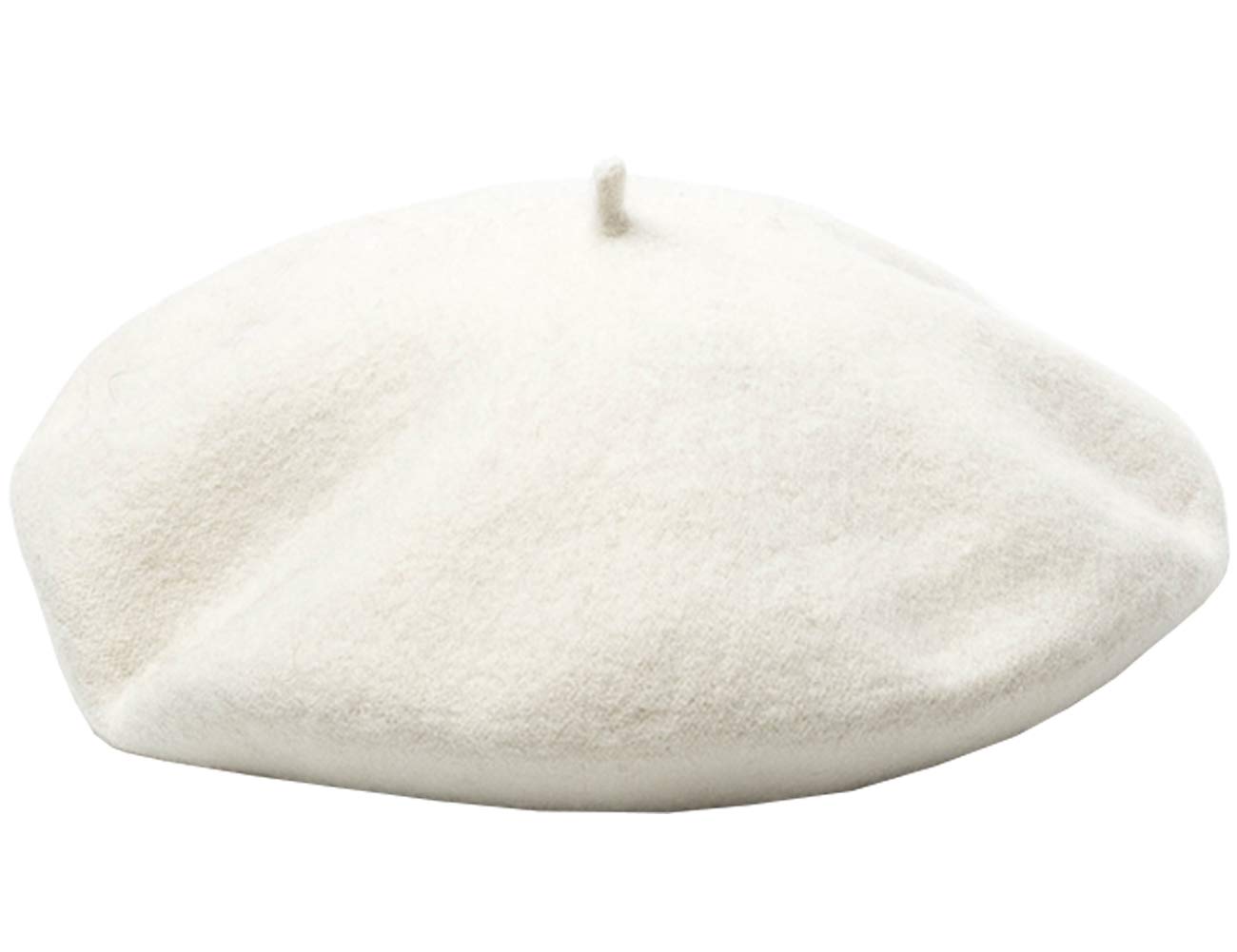 JOYHY Men's Solid Color Wool Artist French Beret Beanie Hat Off-White
