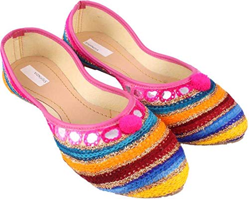 Mojari Faishon Ethnic Jutti for Women's & Girls-5UK (Pink)-image-49