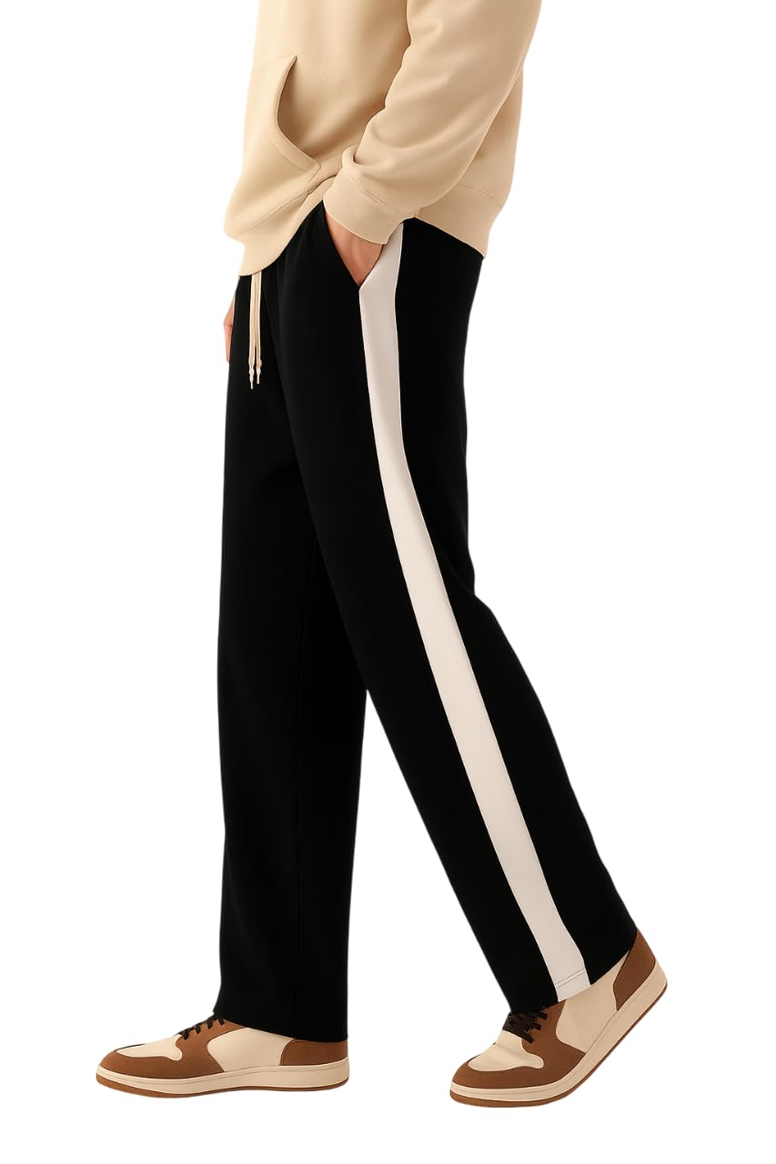 Straight Wide fit Long Length Trouser Style Drawstring Trackpant for Men/Trending Sporty Style, Relaxed Casual Pants for Men-image-35