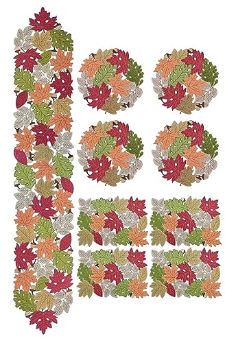 KEVA Fall Table Runner 72inches Long, Autumn Maple Leaves Table Runner 13x72 inch for Thanksgiving Kitchen and Table Decoration, Harvest Fall Farmhouse Rustic Embroidered Thanksgiving Table Runner - Image 4