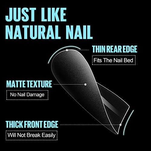 Tomicca Extra Short Coffin Nail Tips - 15 Size Full Matte Soft Gel Nail Tips, 360Pcs Pre-Shaped No Need Nail Files And Base Coat Full Cover Nail Tips For Nail Extensions #TOP2