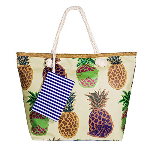Vordas Sac de Plage Grande Taille XXL, Welecoco Sac de Plage Femme Grande Taille avec Zip pour Femme et Filles (Taille Parfaite 55 x 39 x 16,5 cm) (Sac de Plage 3)