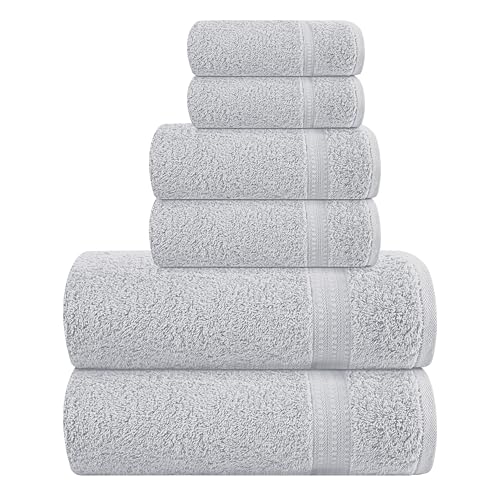 Set, 100% Combed Cotton - 2 Bath Towels, 2 Hand Towels, 2 Wa