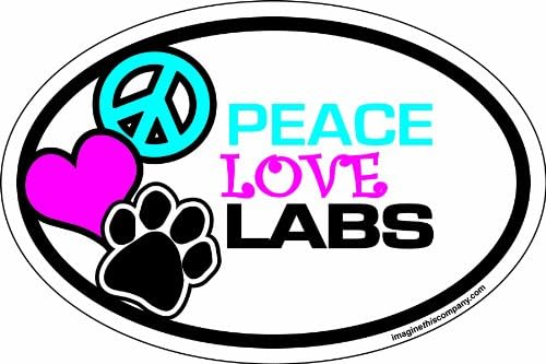 Imagine This Company Peace Love Oval Shaped Pet Magnet; Removable Magnets for Cars, Fridges, Lockers & More, Stylish Pet Inspired Car Accessories, 4 x 6 Inches, 1 Item, Multicolor, Peace Love Labs image 2