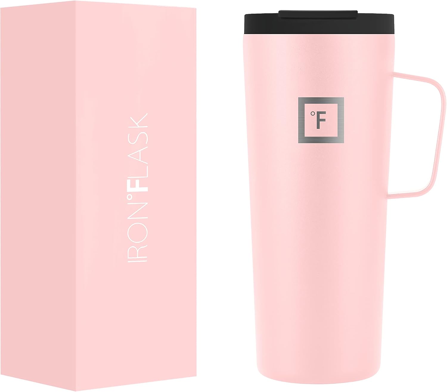 IRON °FLASK Grip Coffee Mug 2.0-24 Oz, Leak Proof, Vacuum Insulated Stainless Steel Bottle, Double Walled, Thermo Travel, Hot Cold, Water Metal Canteen - Rose