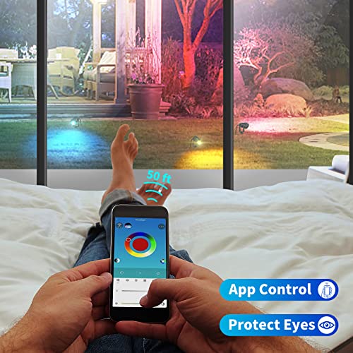 Musuger 1500Lm Led High Brightness Outdoor Landscape Lighting 15W Rgb Color Changing Landscape Lights Bluetooth Remote Control Spot-Lights With Plug In Ip66 Waterproof Flood Light For Garden - 1 Pcs #TOP1