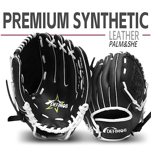 Baseball Glove, Softball Mitt, Baseball Mitt，9.5''-12.5'' For T-Ball Youth Adult Training And Beginner Play, Softball Glove Left Hand Glove, Right Hand Throw (Black B, 9.5"| Ages 2-5) #TOP1