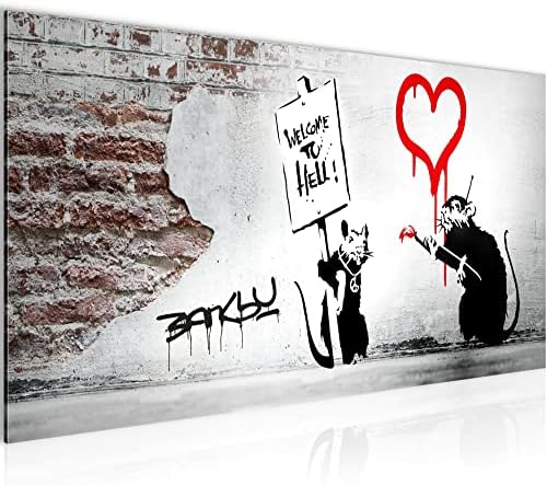 Canvas Wall Art Banksy Balloon Girl 1 Part Non-woven Canvas Prints for Living Room and Bedroom Street Style Red 301612a