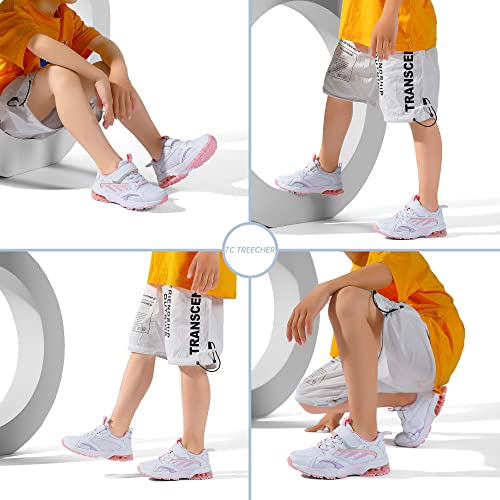 Tc Treecher Kids Air Running Shoes Soft Breathable Lightweight Tennis Sneakers For Boys Girls (Little Kid Size 2.5 White/Pink) #TOP4