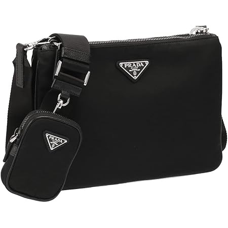 Amazon プラダ ショルダーバッグ メンズ レディース Prada ナイロン ミニポーチ付 2vh1 2dmh F0002 Tessuto Saffiano ブラック 並行輸入品 Prada プラダ ショルダーバッグ